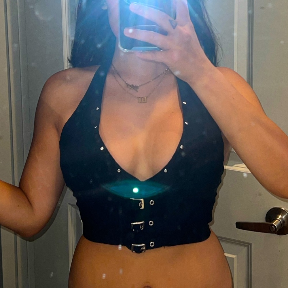 Grunge Plunge Buckle Crop Top